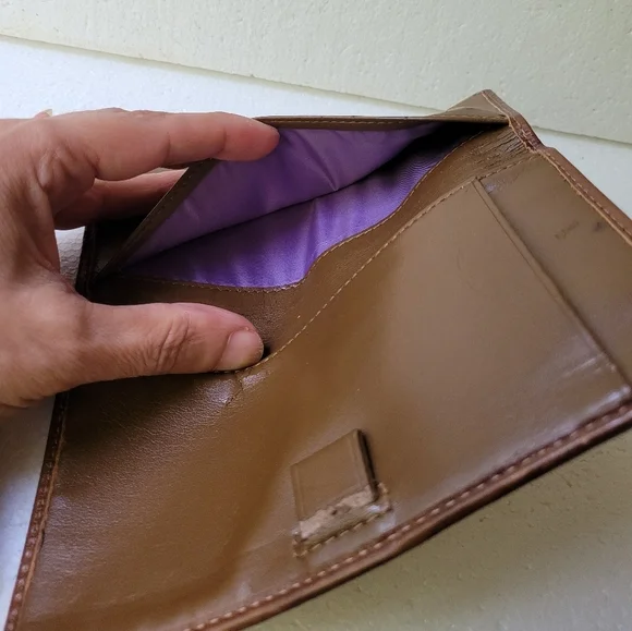 Coach Logo Wallet Checkbook Cover Vintage Brown and Beige Cloth & Leather READ* - Picture 6 of 6